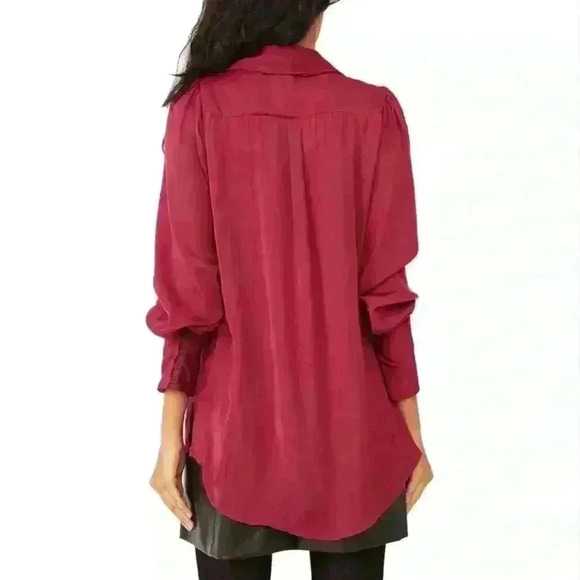 Free People Lala Button Up Off Beat Magenta Red Size Small - Picture 2 of 8
